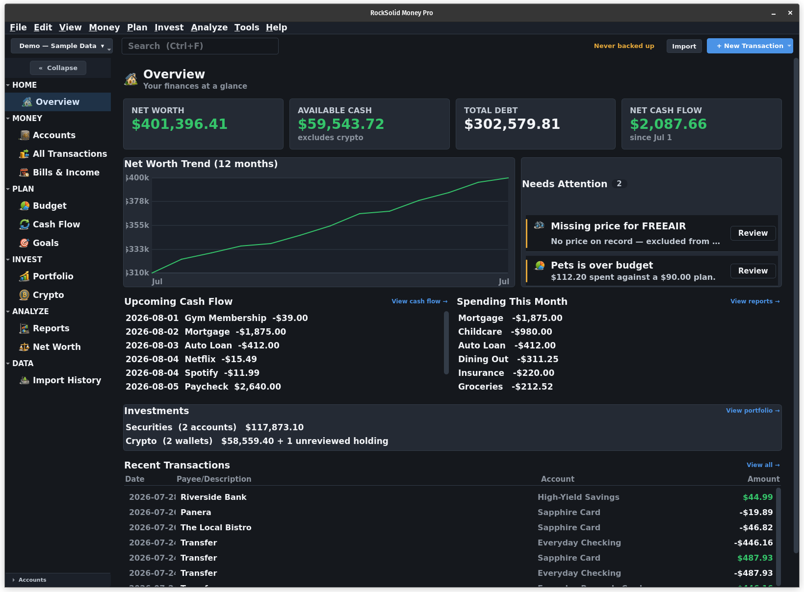 RockSolid Money personal finance dashboard